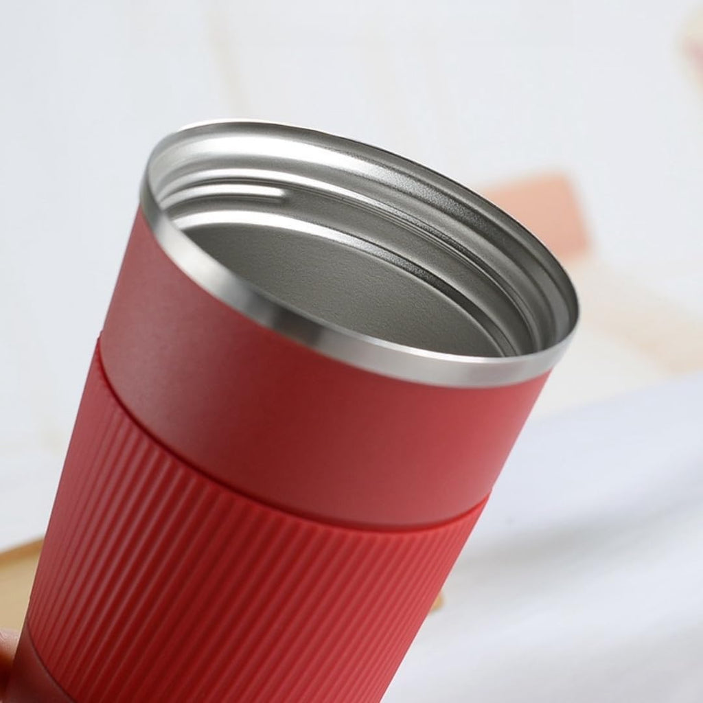 Stainless Steel Insulated Travel Coffee Mug Flip up Tumbler, Double wall Leak Proof Vacuum Cup Keep Drink Cold and Hot (Red, 17 Ounces) P19536