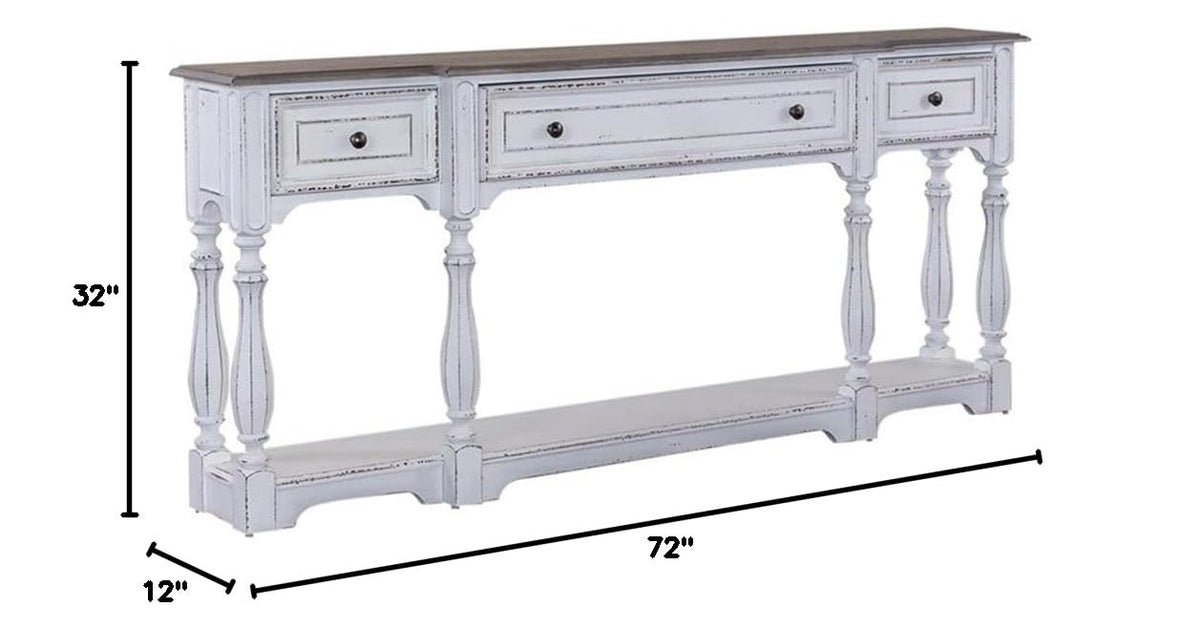 72-Inch Console Table with 3 Drawers and Bottom Shelf Y57420