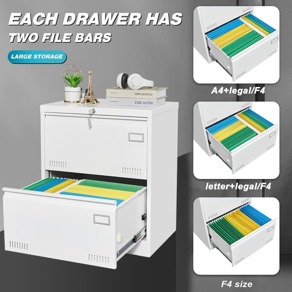White 2 Drawer Metal Lockable File Cabinet L246702