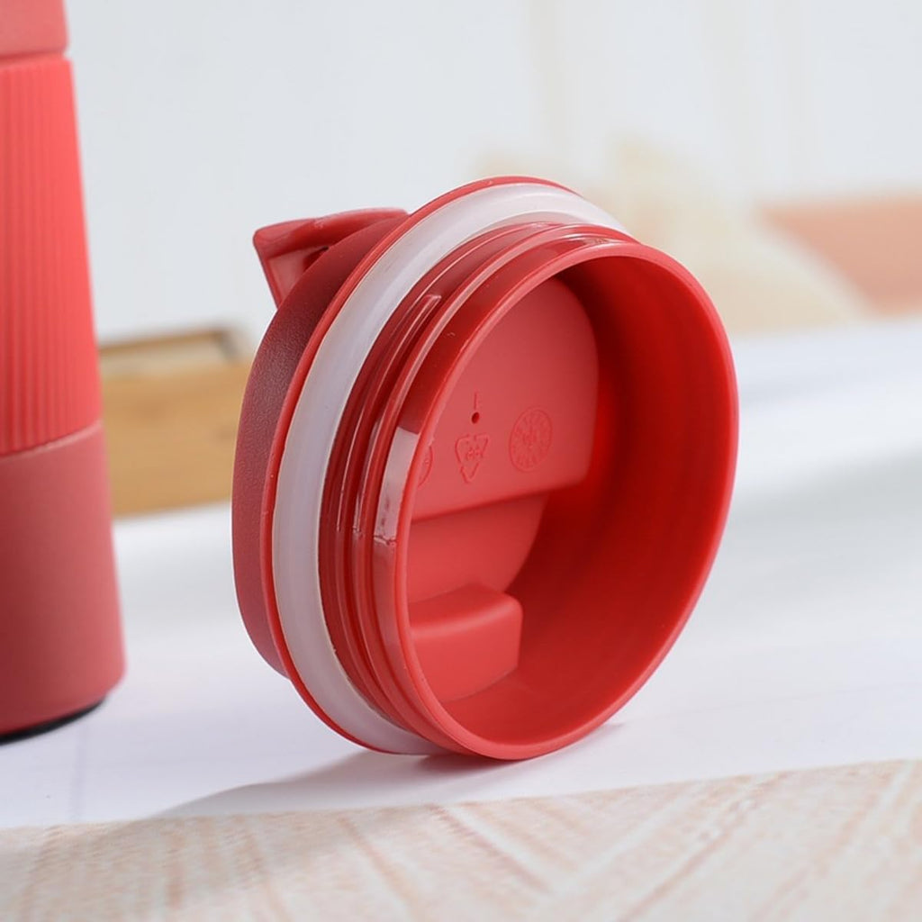 Stainless Steel Insulated Travel Coffee Mug Flip up Tumbler, Double wall Leak Proof Vacuum Cup Keep Drink Cold and Hot (Red, 17 Ounces) P19536