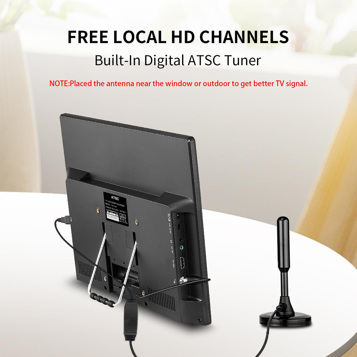 14 Inch Portable TV with Rechargeable Battery, ATSC Tuner, USB/HDMI/AV, 12 Volt N2734