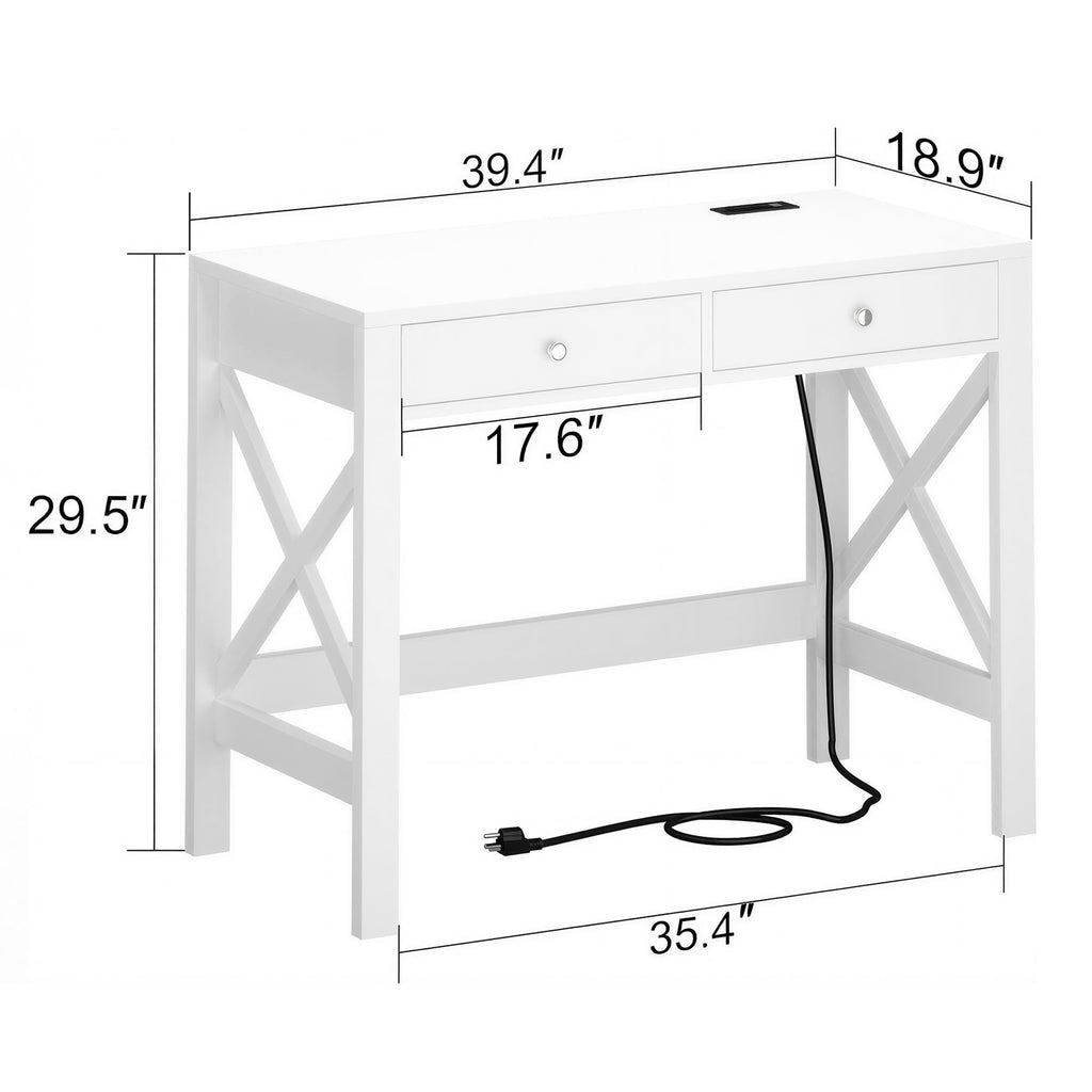 39.4 Inches Computer Desk with 2 Drawers I598
