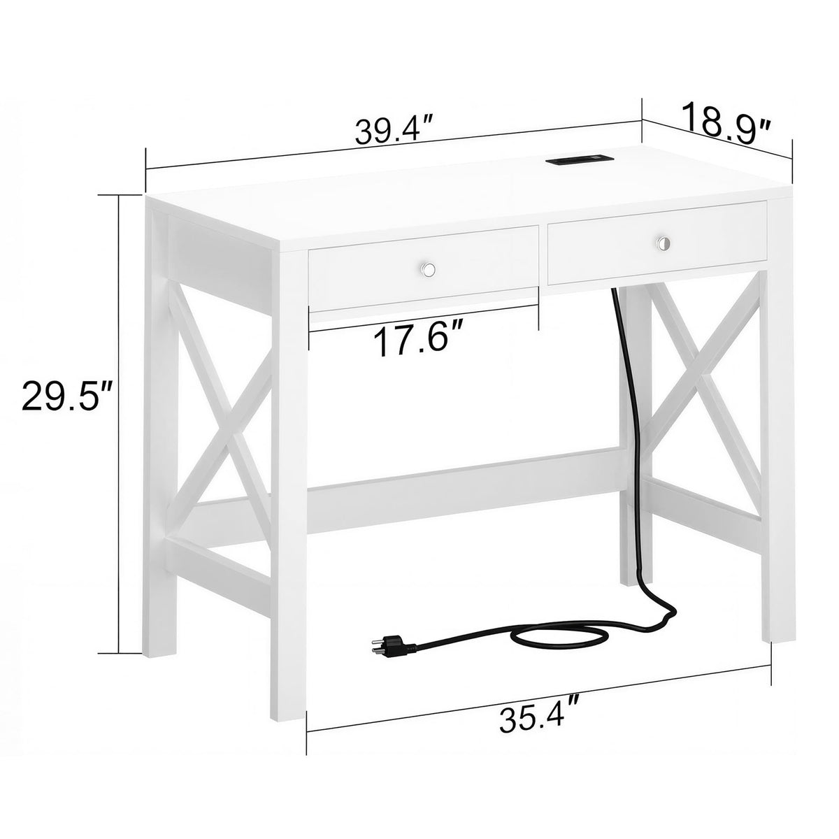 39.4 Inches Computer Desk with 2 Drawers I598