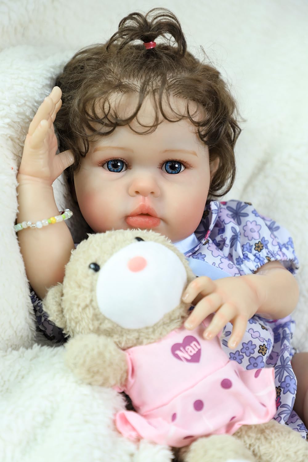 20 Inch Silicone Reborn Baby Doll with Curly Hair H3852