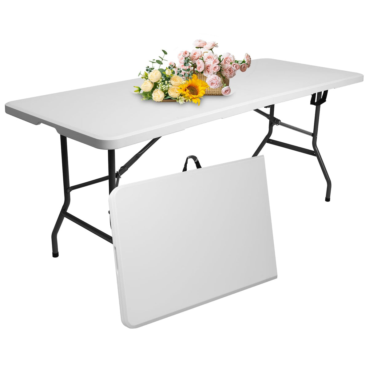 6 ft Plastic Folding Table with Carry Handle I870