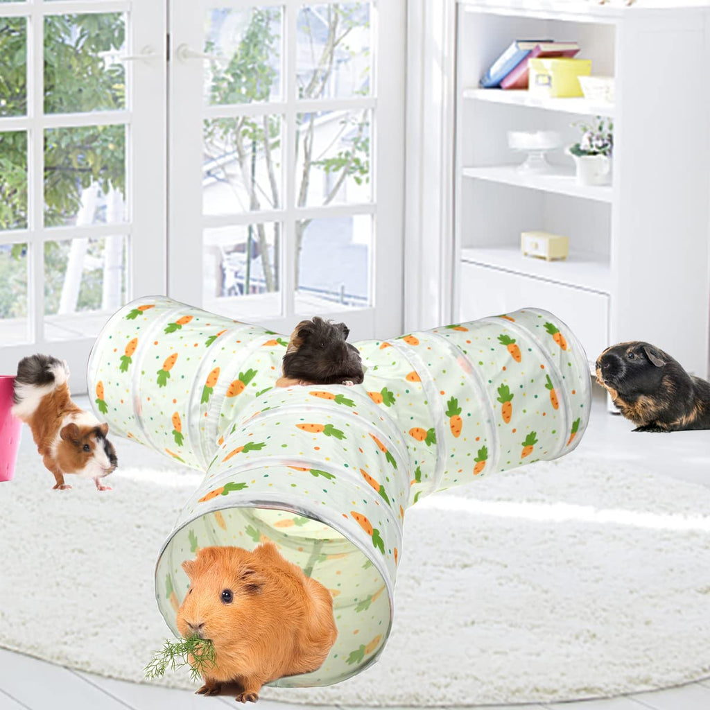 3 Way Collapsible Tunnel with Carrot Patterns Small Pet Hideout B81662