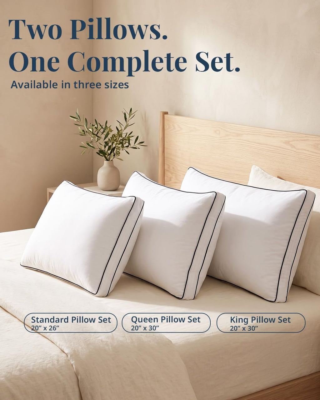 Standard Size White Bed Pillows Set of 2 F86866