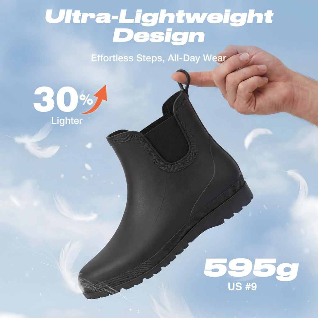 Men's Waterproof Lightweight Ankle Rain Boots U3033