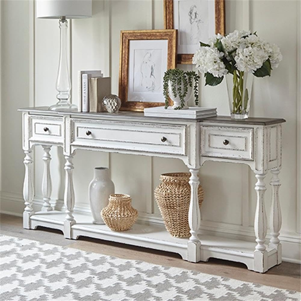 72-Inch Console Table with 3 Drawers and Bottom Shelf Y57420