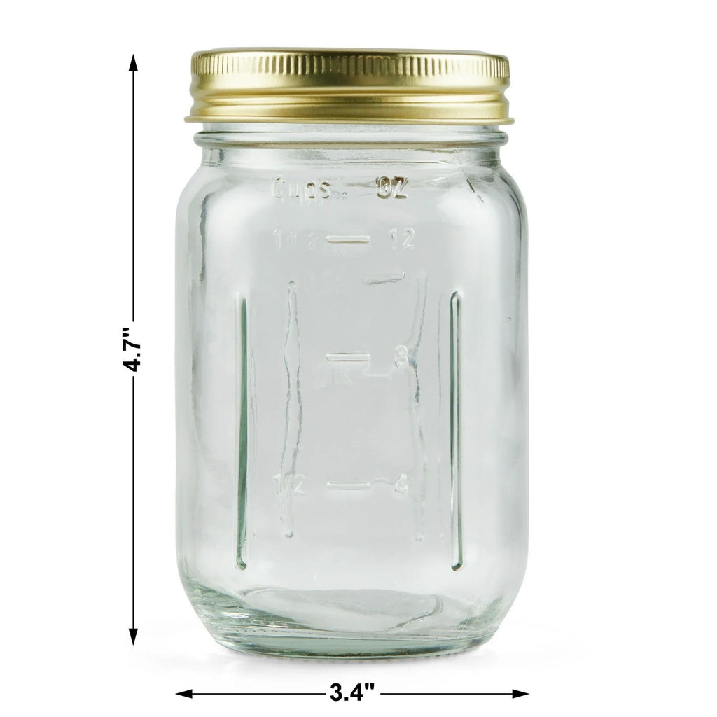 16 oz Regular Mouth Mason Jars with Lids & Rings V41875