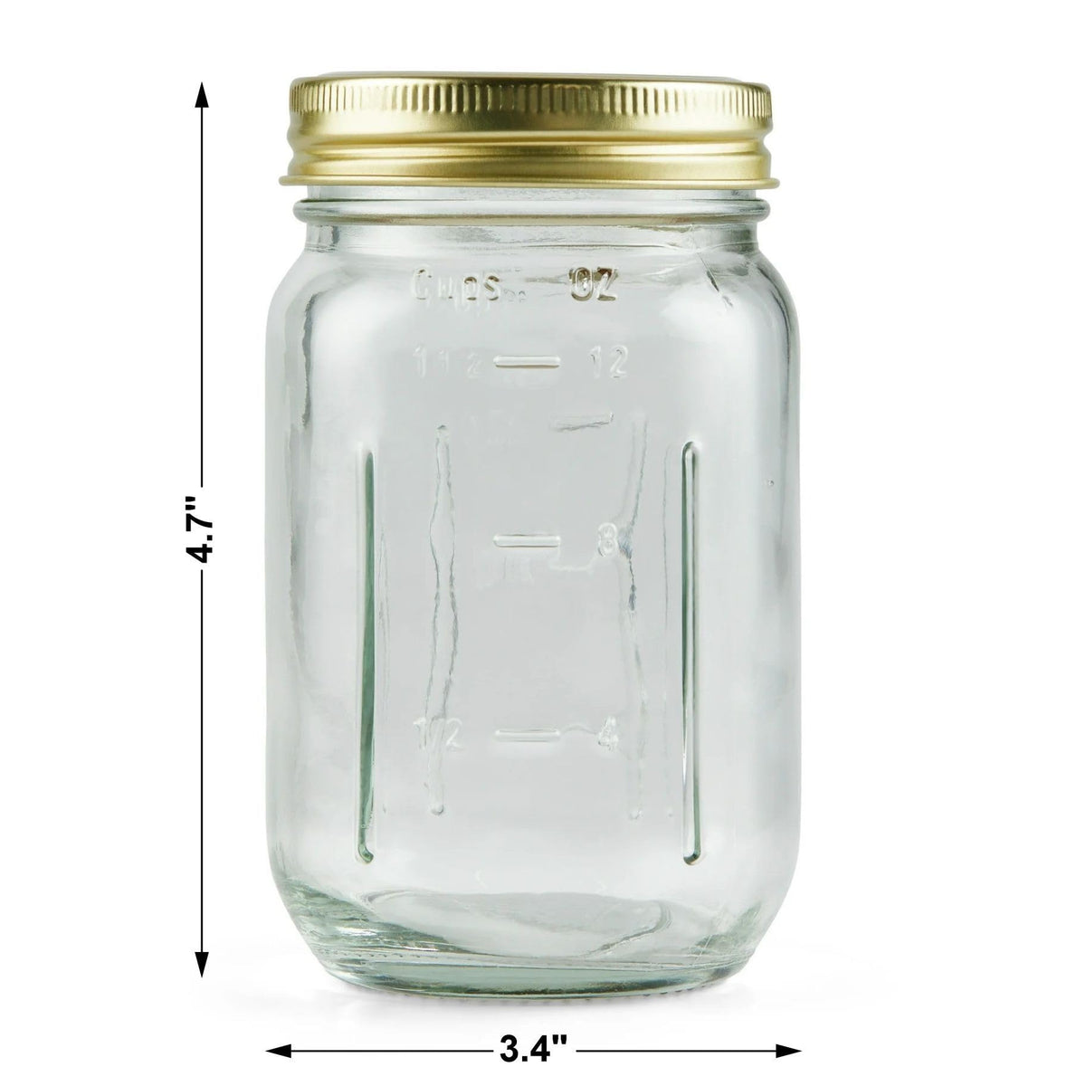 16 oz Regular Mouth Mason Jars with Lids & Rings V41875