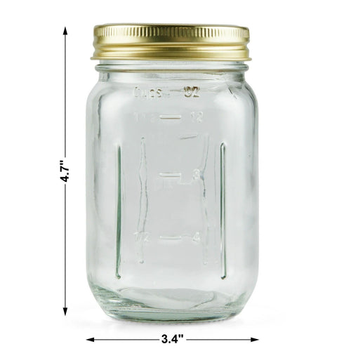16 oz Regular Mouth Mason Jars with Lids & Rings V41875