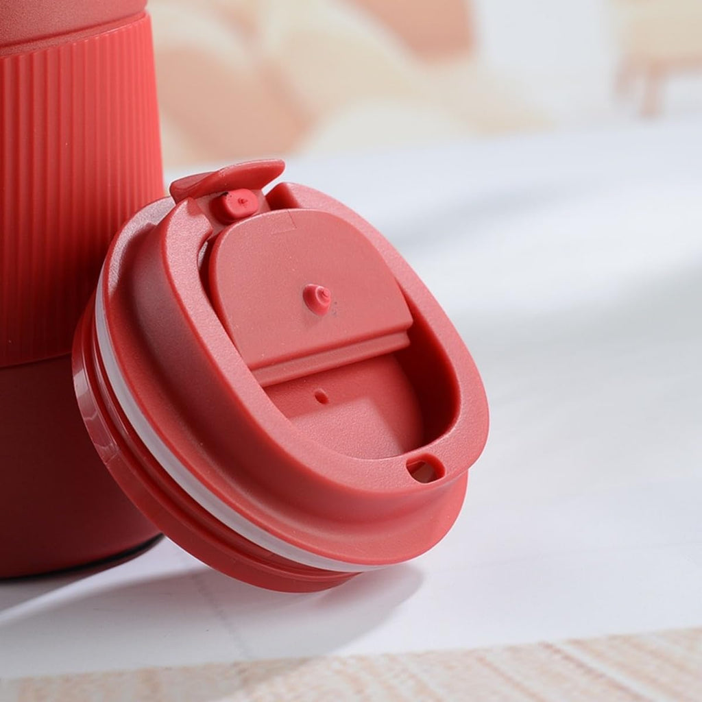 Stainless Steel Insulated Travel Coffee Mug Flip up Tumbler, Double wall Leak Proof Vacuum Cup Keep Drink Cold and Hot (Red, 17 Ounces) P19536
