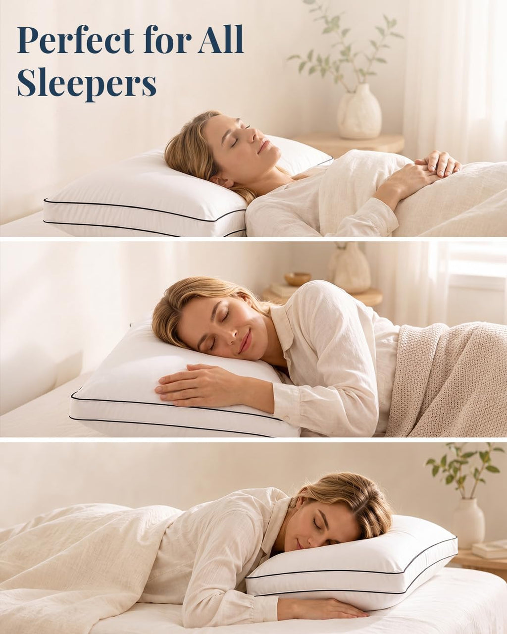 Standard Size White Bed Pillows Set of 2 F86866