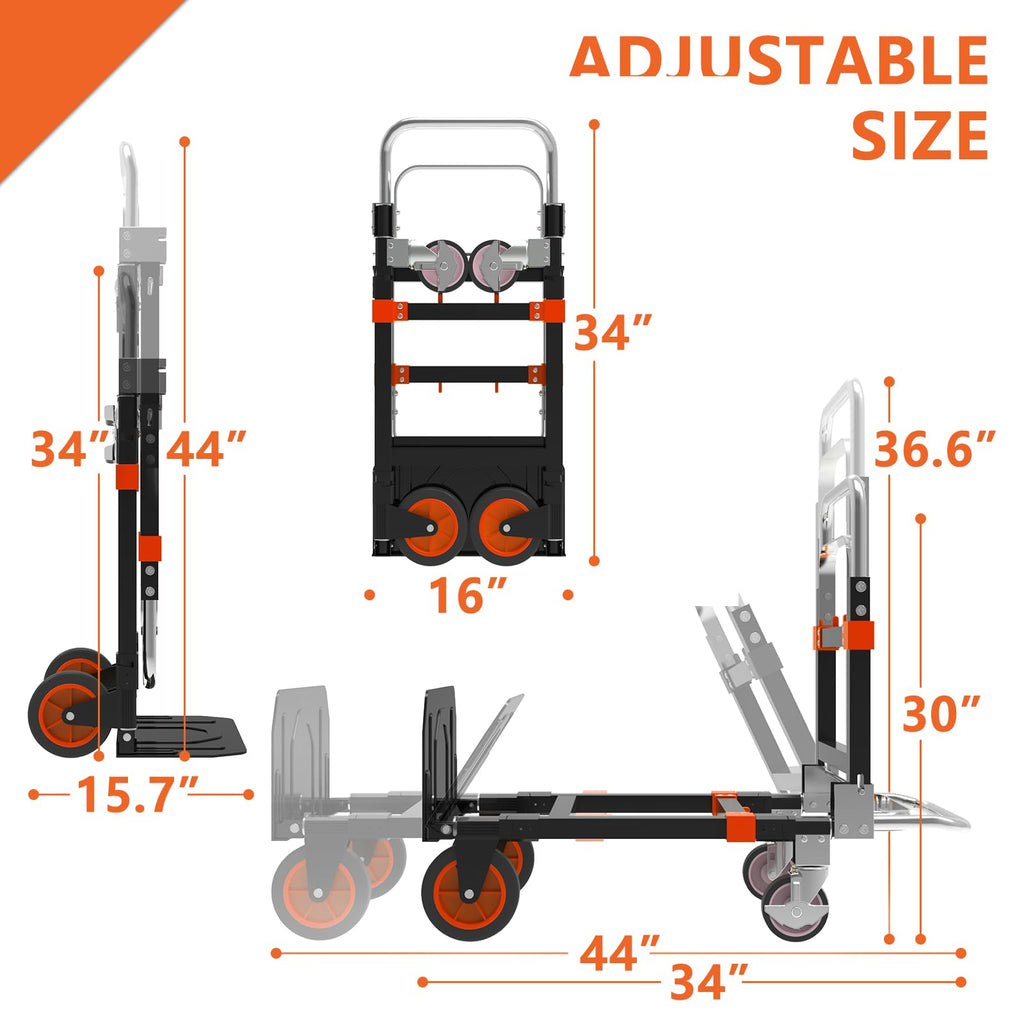 3-in-1 Folding Hand Truck, 500 lb Heavy Duty Steel Dolly N569753
