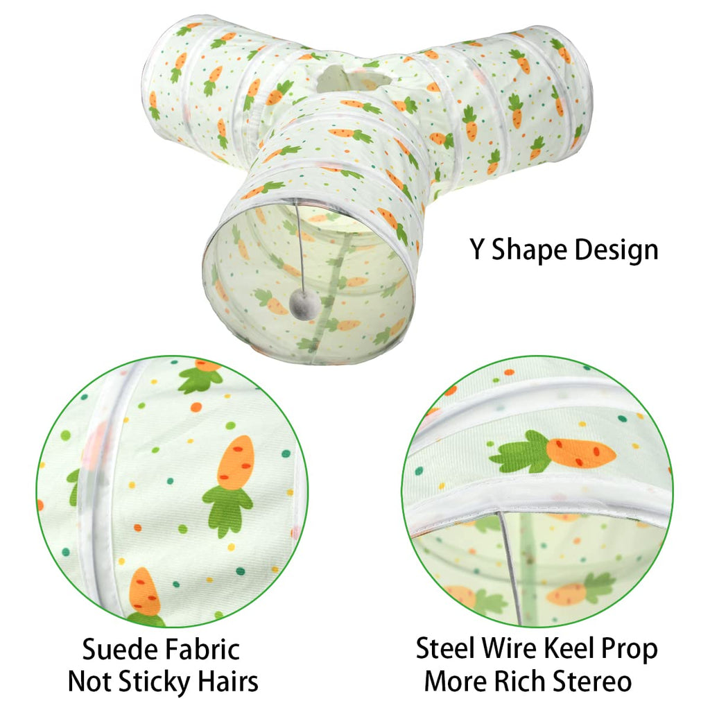 3 Way Collapsible Tunnel with Carrot Patterns Small Pet Hideout B81662