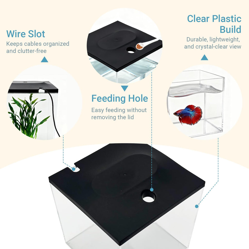 0.8-Gallon Small Plastic Fish Tank with LED Lighting K480