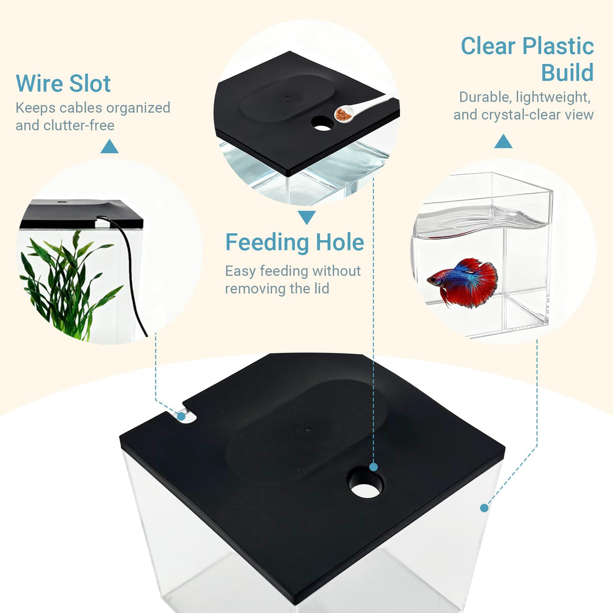 0.8-Gallon Small Plastic Fish Tank with LED Lighting K480