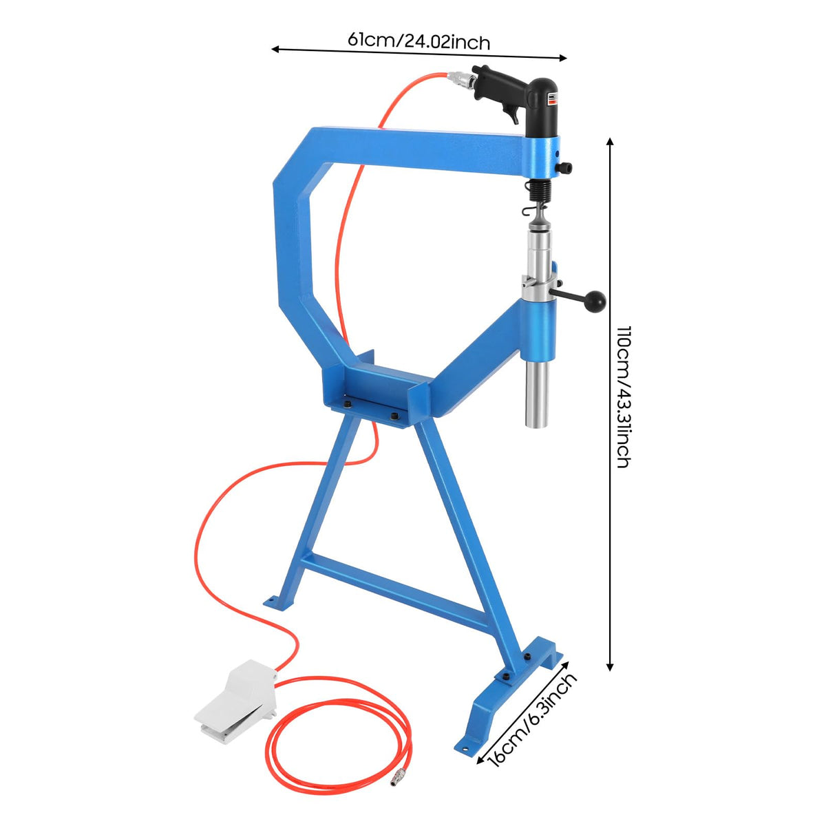 4" Pneumatic Planishing Hammer, 875-1350 RPM Metal Shrinker Stretcher with Cast-Iron Stand, Foot Pedal H914281
