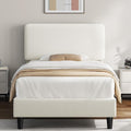 Twin Bed Frame with Adjustable Chenille Upholstered Headboard, Beige G383