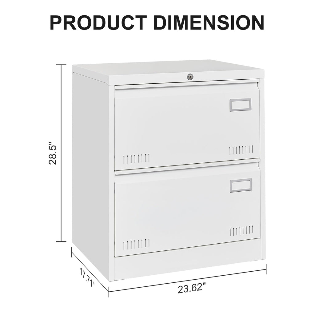 White 2 Drawer Metal Lockable File Cabinet L246702