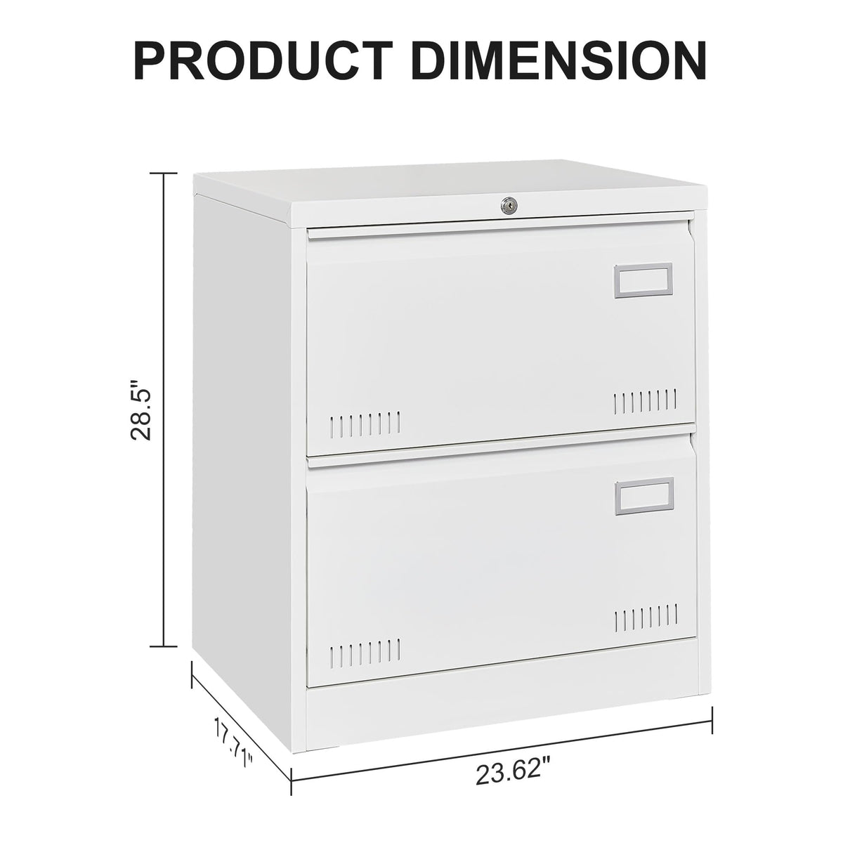 White 2 Drawer Metal Lockable File Cabinet L246702