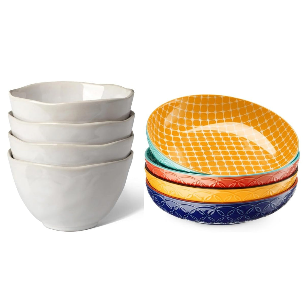 22 oz Cereal Bowls Set of 4 and 8.5" Pasta Bowls Set of 4 O4651