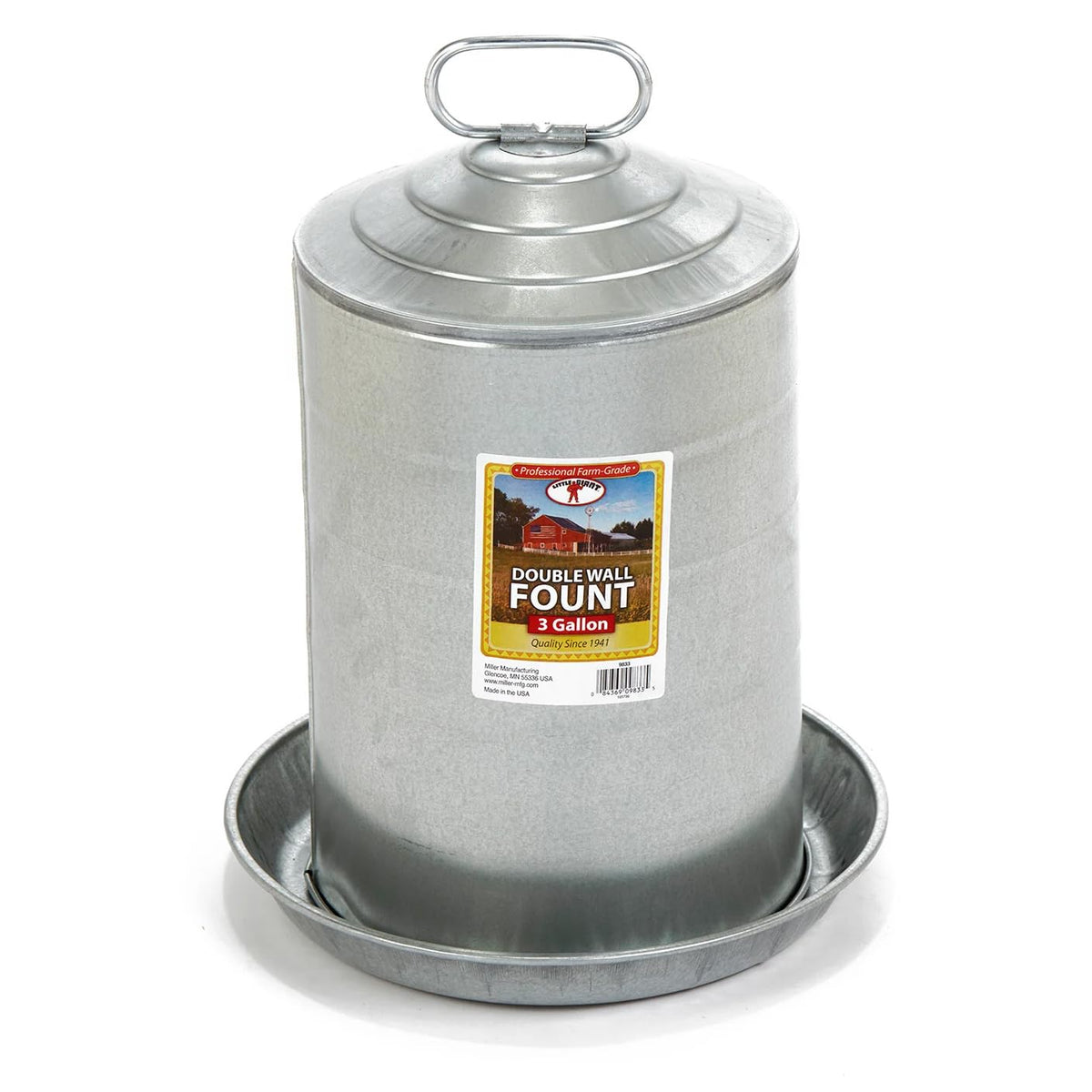 Double Wall Metal Poultry Waterer 3 Gallon M7219