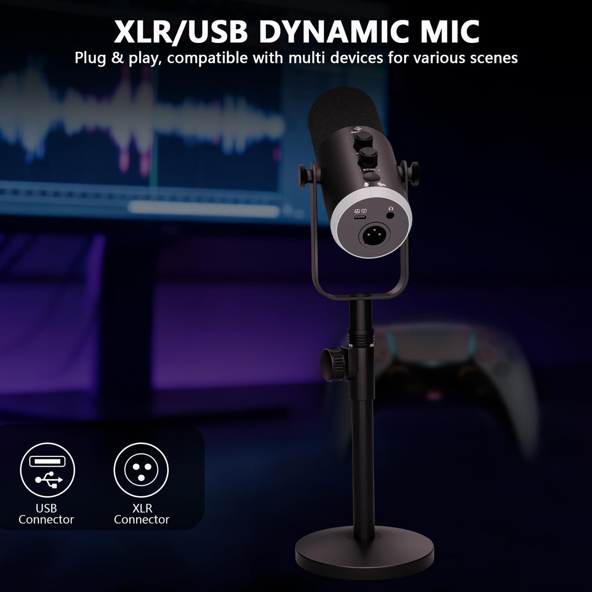XLR/USB Dynamic Mic with Audio Interface K7904