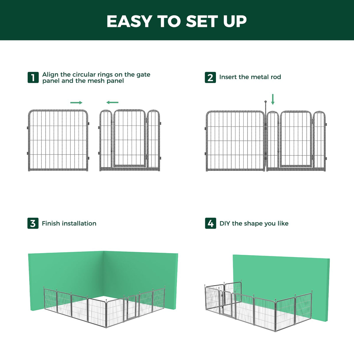 24" H 16 Panels Dog Playpen U813522
