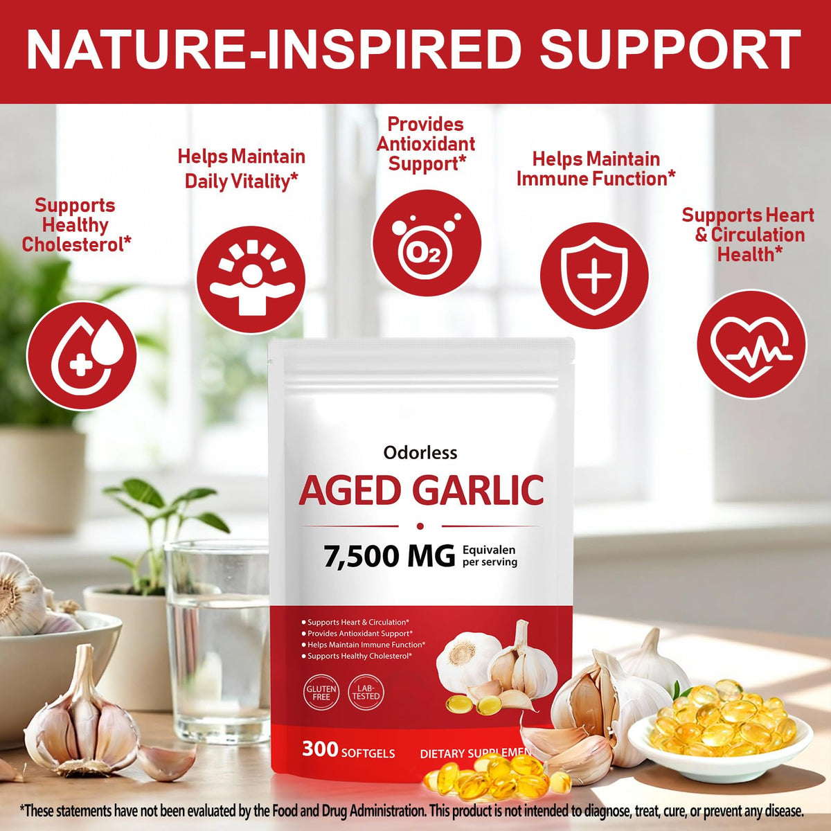 Odorless Garlic Supplement 300 Softgels U512