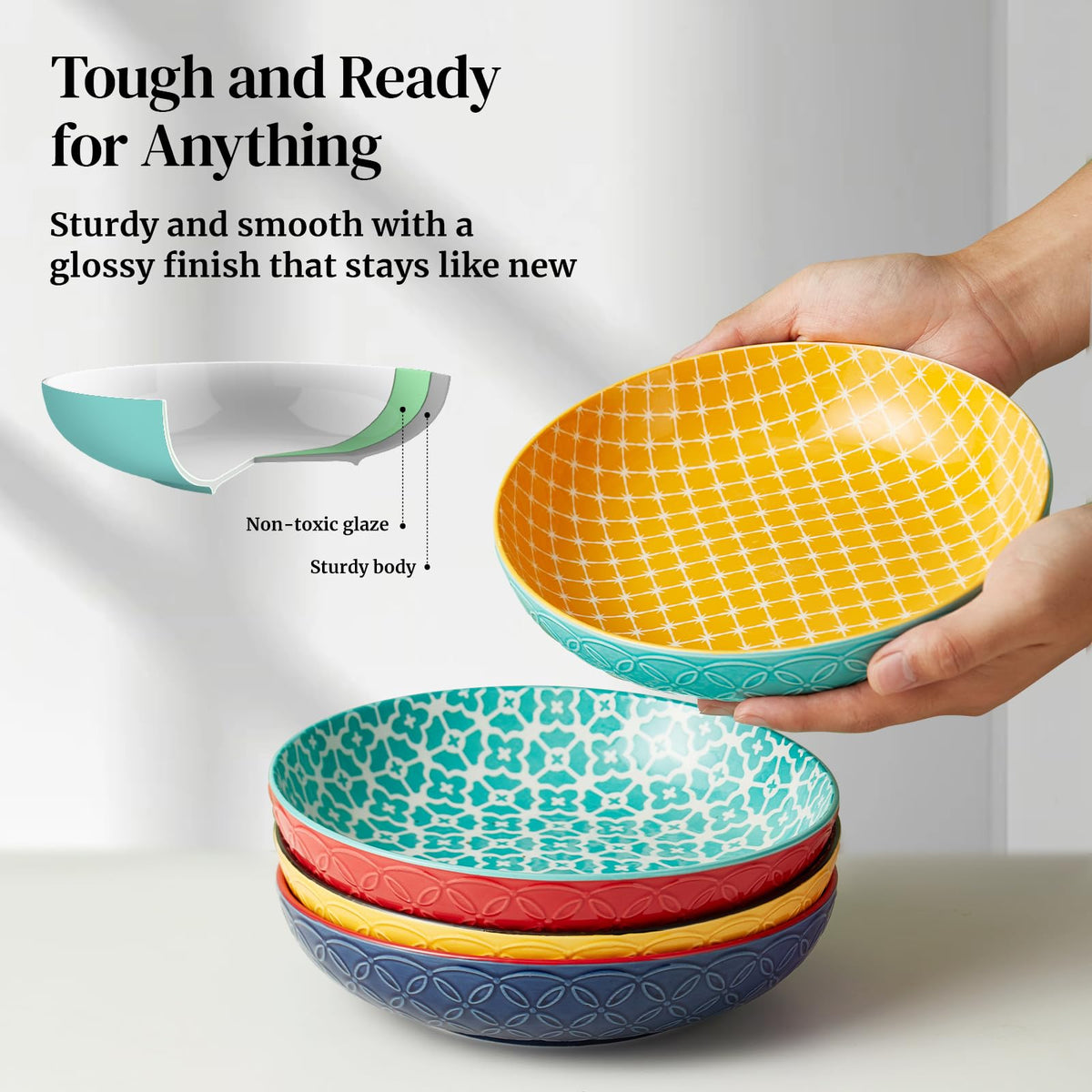 22 oz Cereal Bowls Set of 4 and 8.5" Pasta Bowls Set of 4 O4651