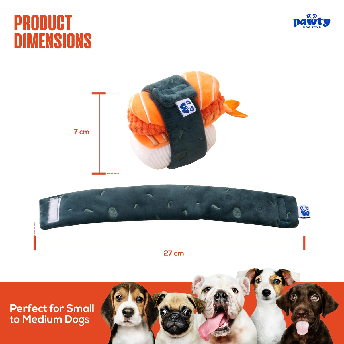 Plush Squeaky 3-Piece Sushi Dog Toy Z605036