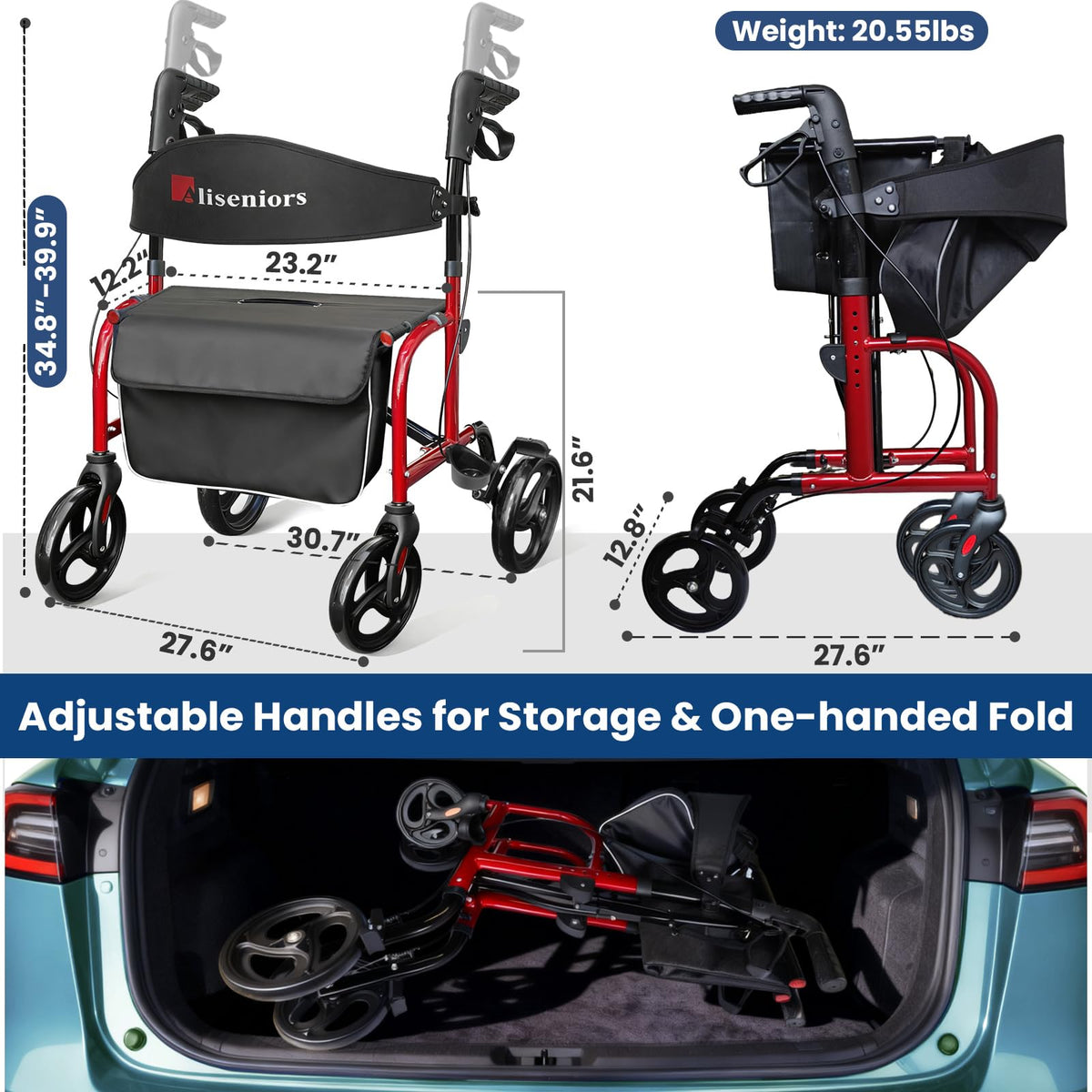 Bariatric Rollator Walker with Wide Seat Q696379