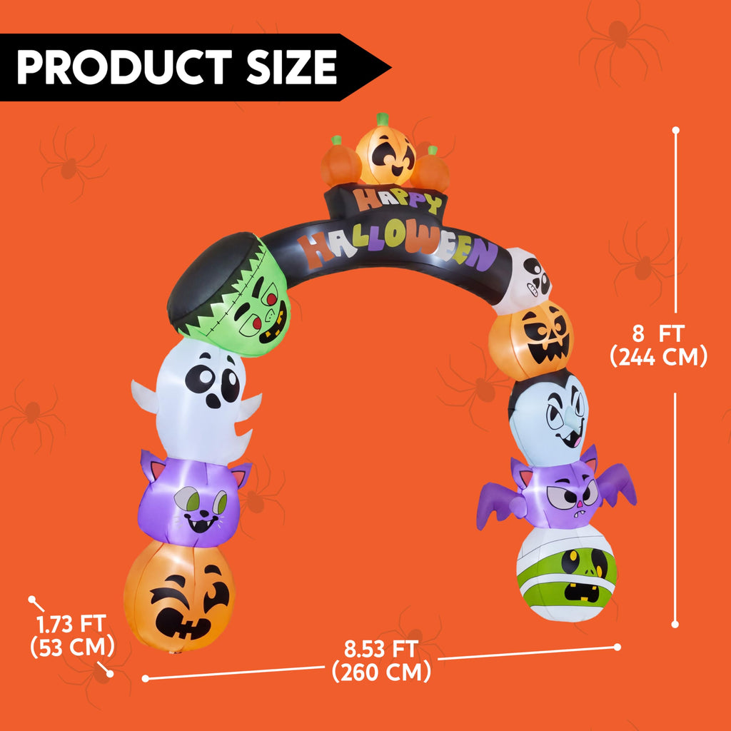 8 FT Halloween Inflatable Pumpkin Archway with LED Lights J4489