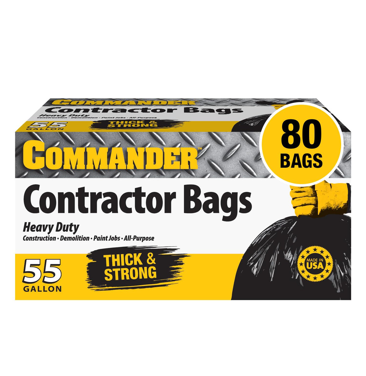 55 Gallon Heavy Duty Contractor Bags with Flap Ties, Pack of 80 K94922