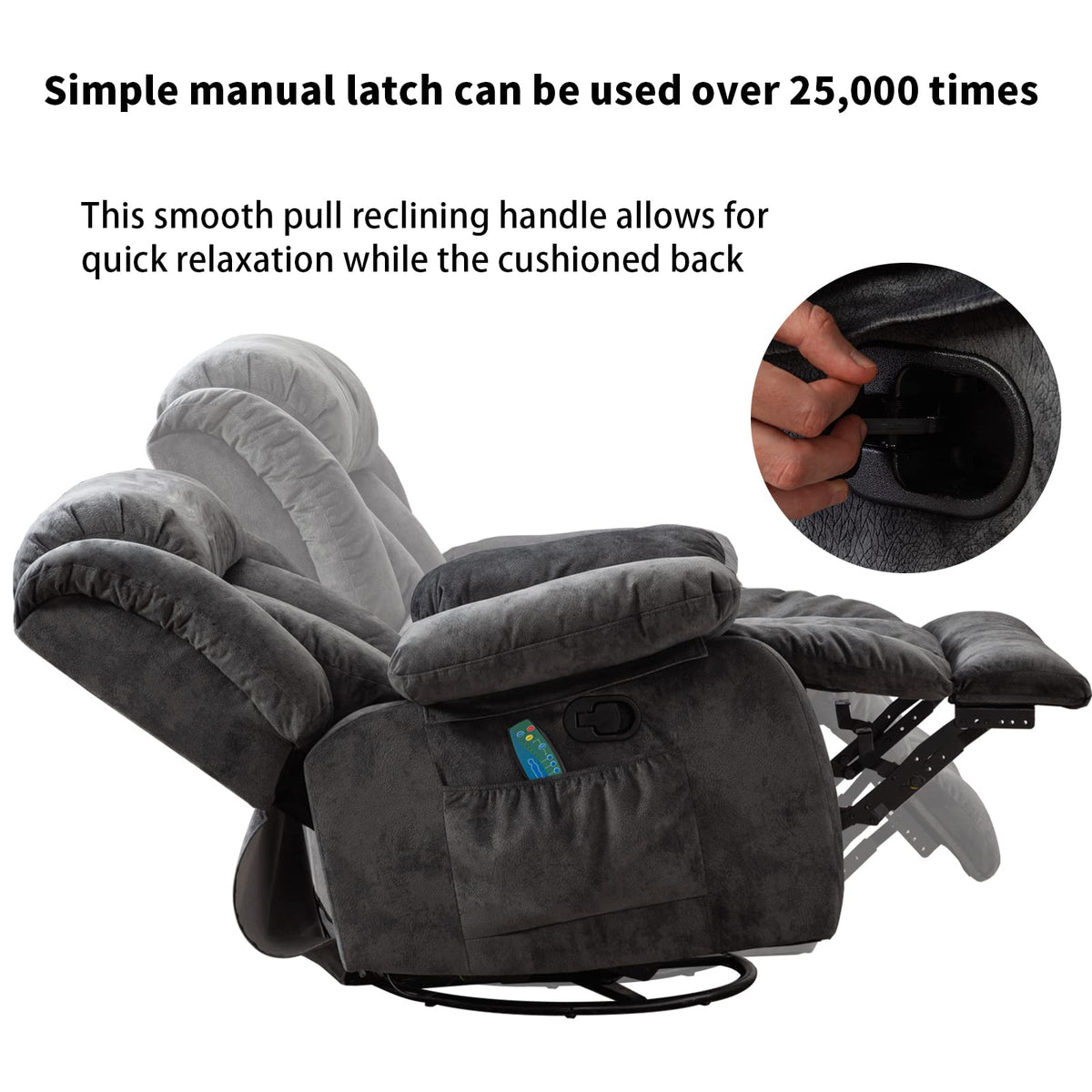 Gray Massage Swivel Rocker Recliner Chair K1729