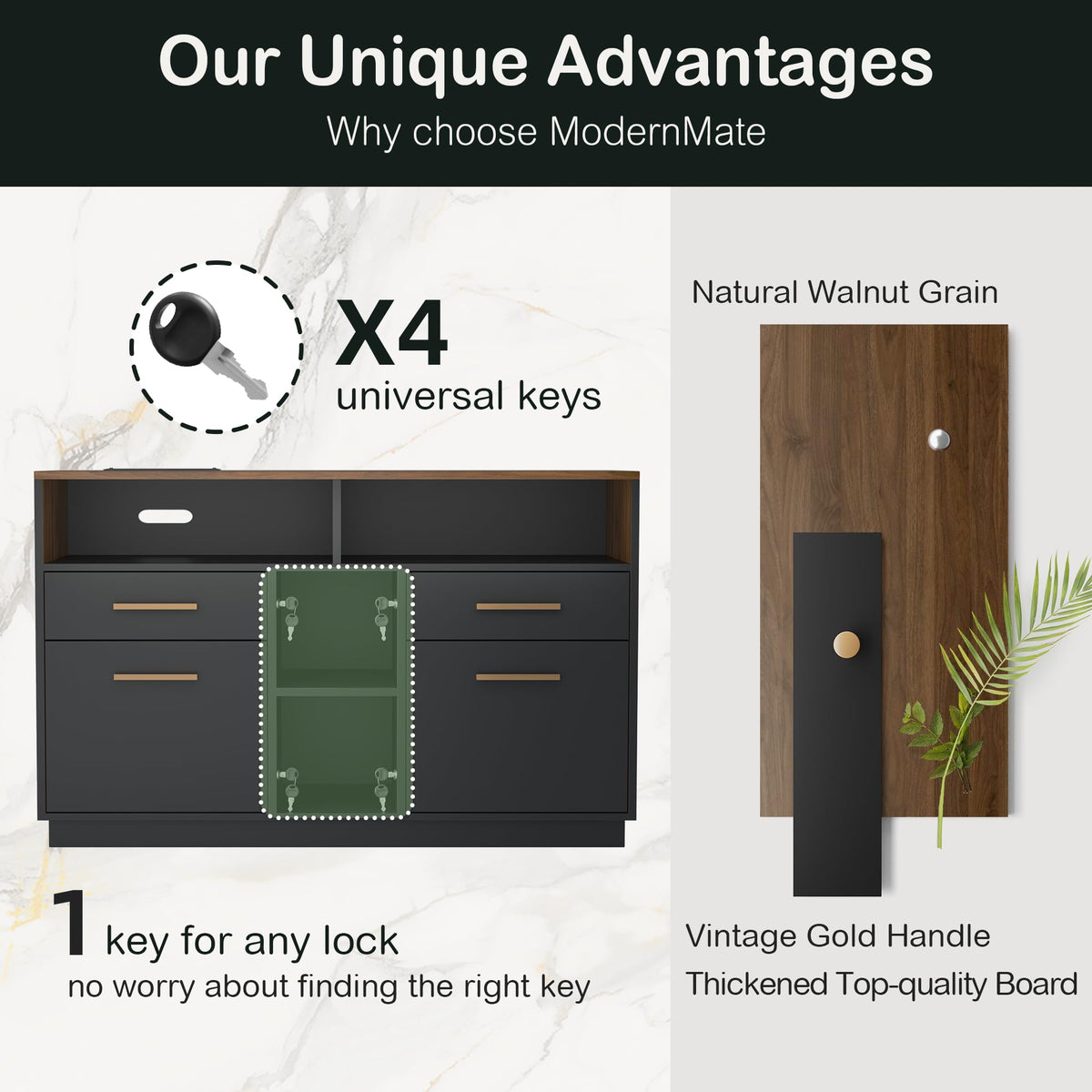 4 Drawer File Cabinet with Lock S94574