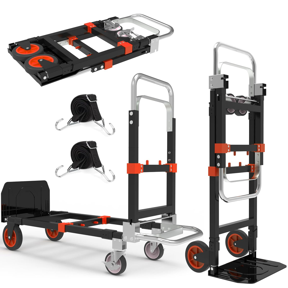 3-in-1 Folding Hand Truck, 500 lb Heavy Duty Steel Dolly N569753