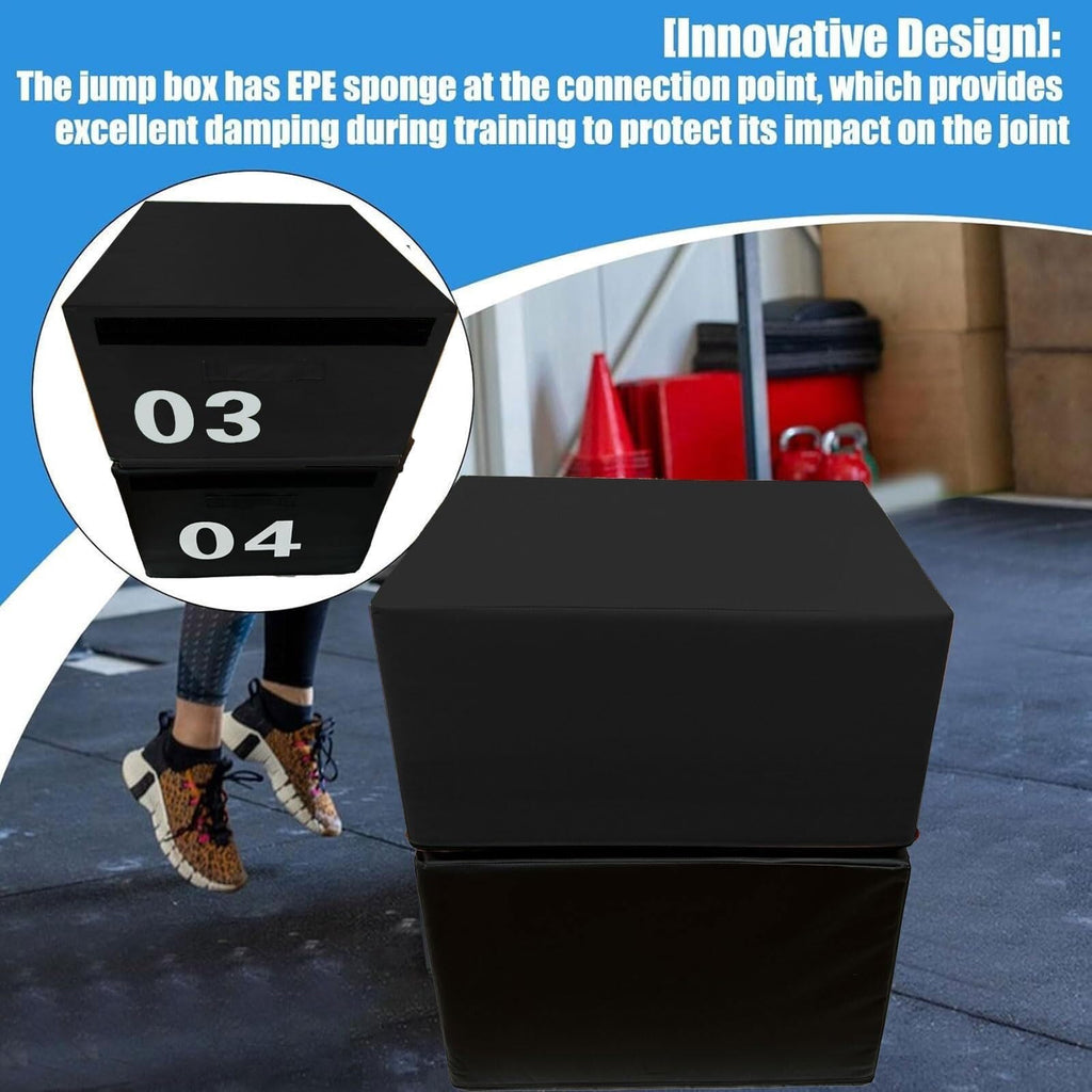 4-in-1 Foam Jumping Exercise Box Non-slip PU Leather Cover H698