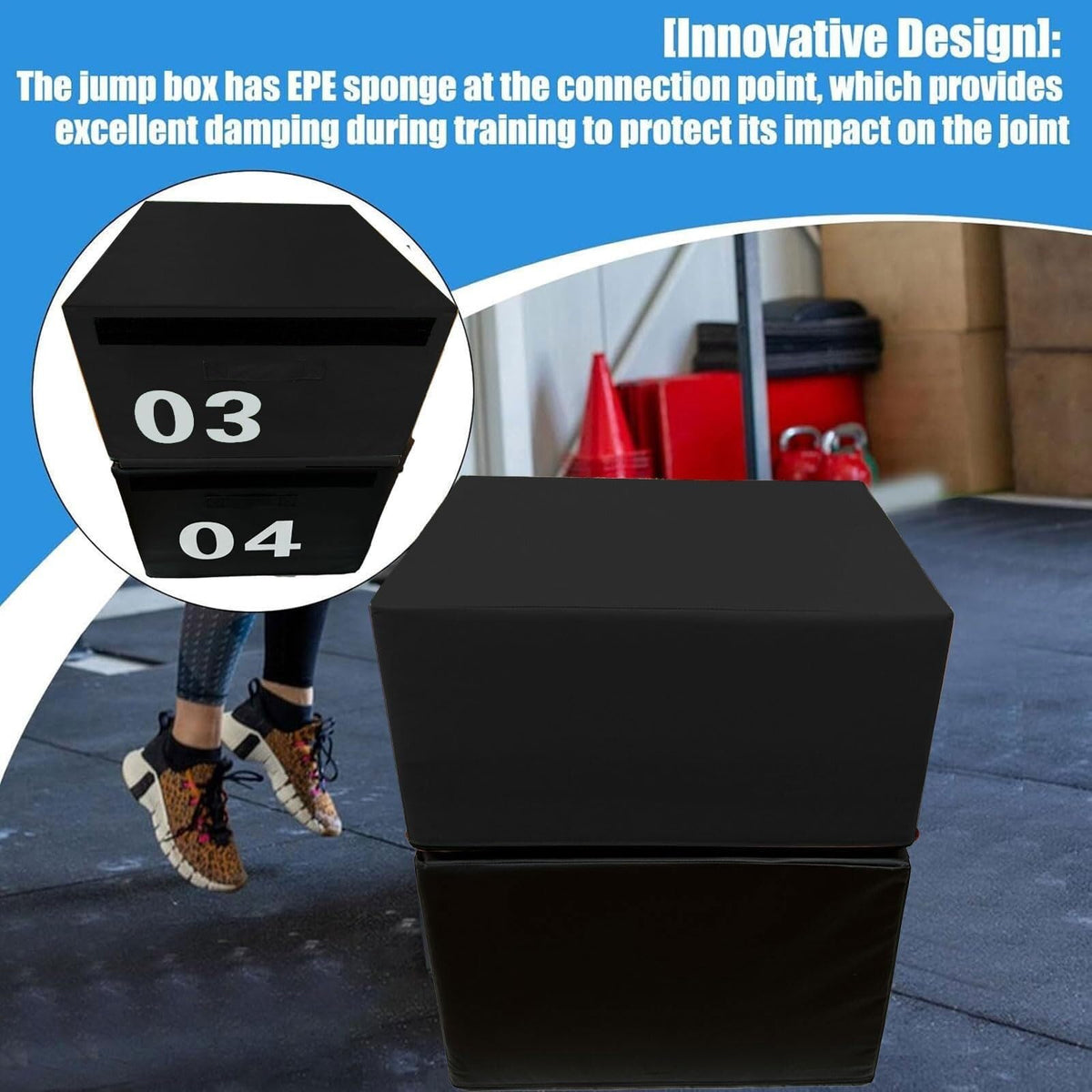 4-in-1 Foam Jumping Exercise Box Non-slip PU Leather Cover H698