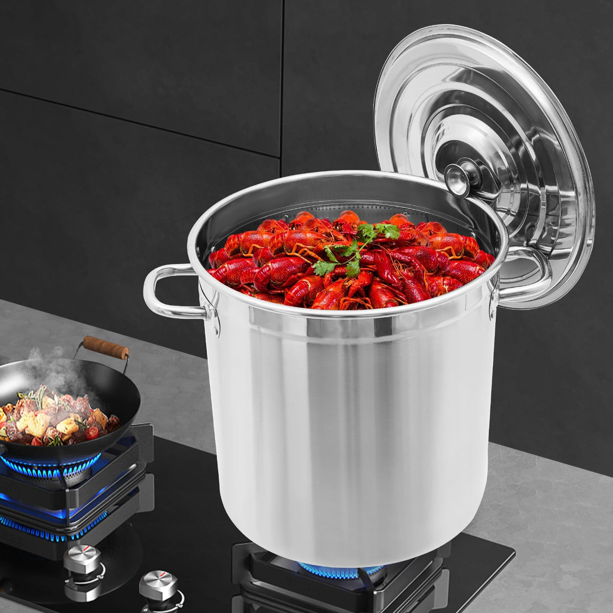 78 Qt Stainless Steel Stock Pot with Lid J1460