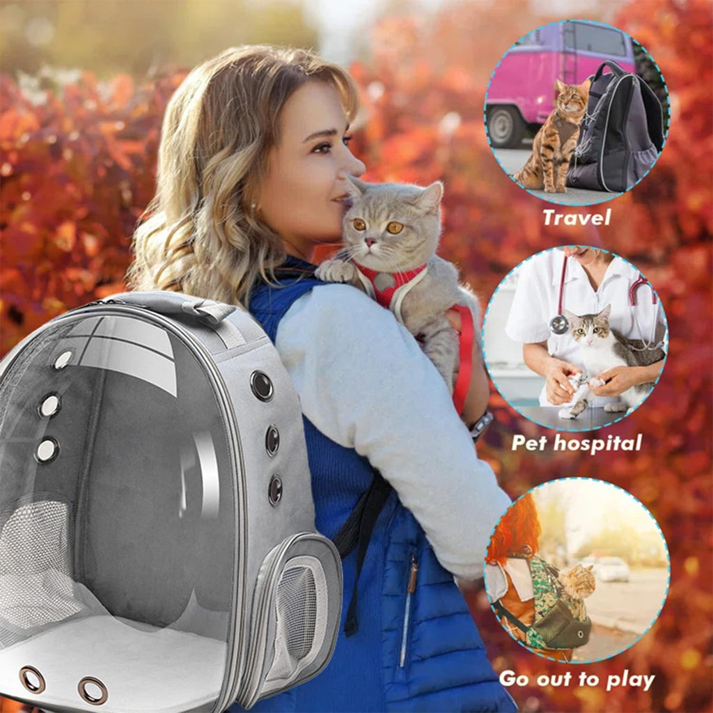 Grey Ventilated Cat Backpack Carrier X6488