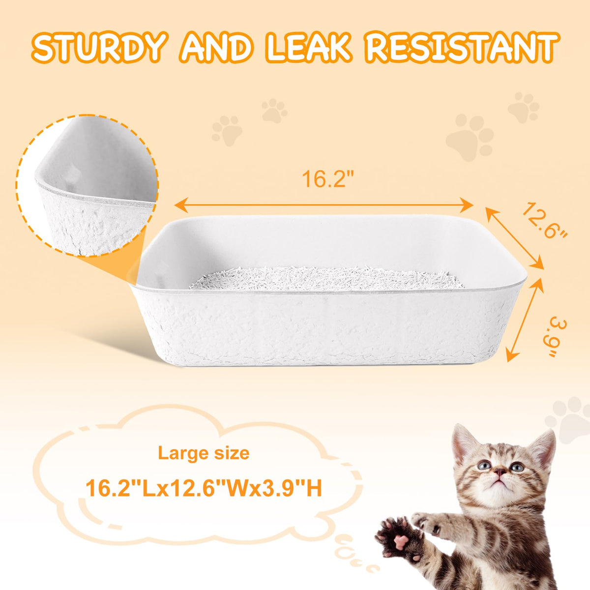 Disposable Cat Litter Boxes White Large 6-Pack U81045