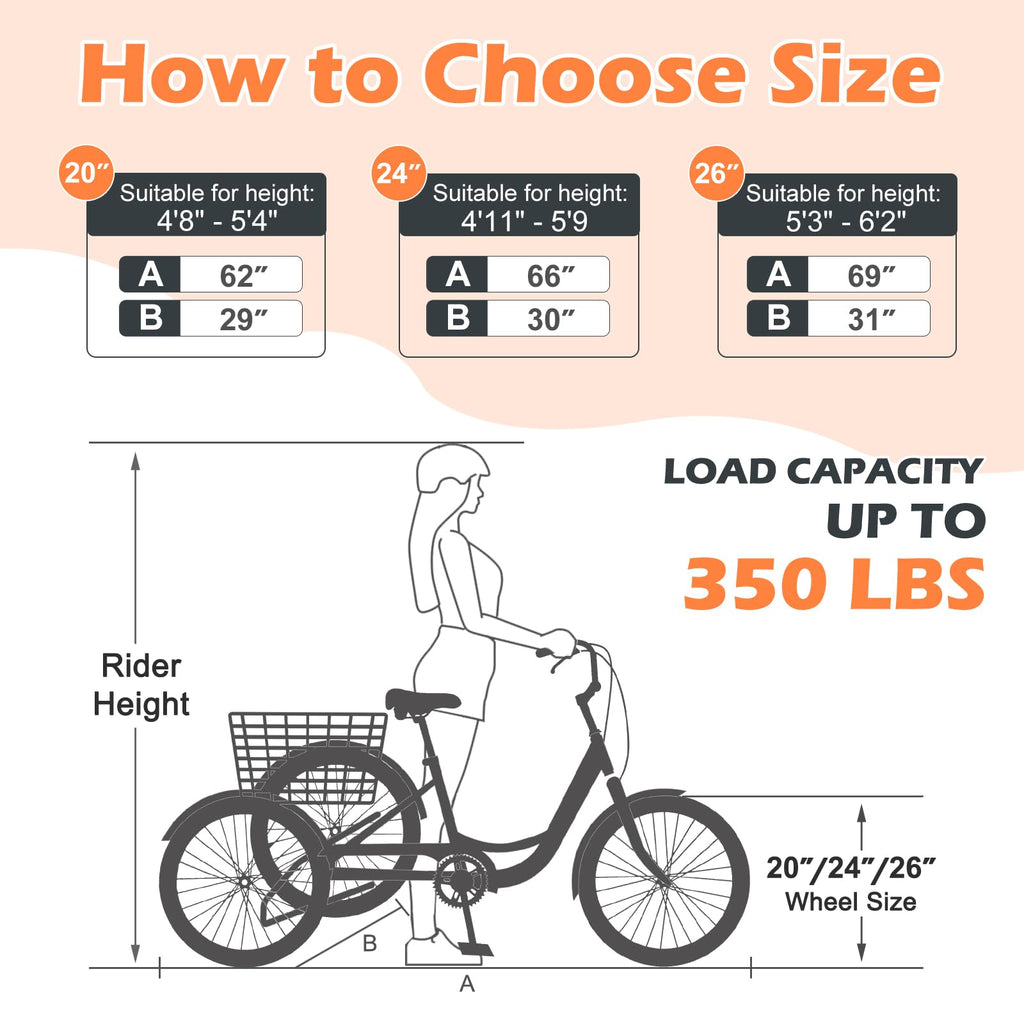 7 Speed 3 Wheel Bike with Basket E430