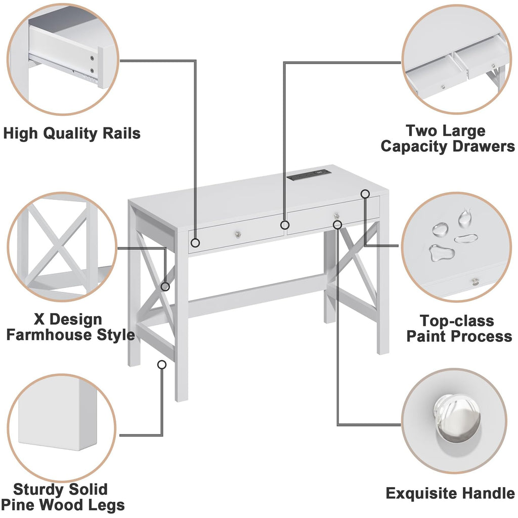 39.4 Inches Computer Desk with 2 Drawers I598