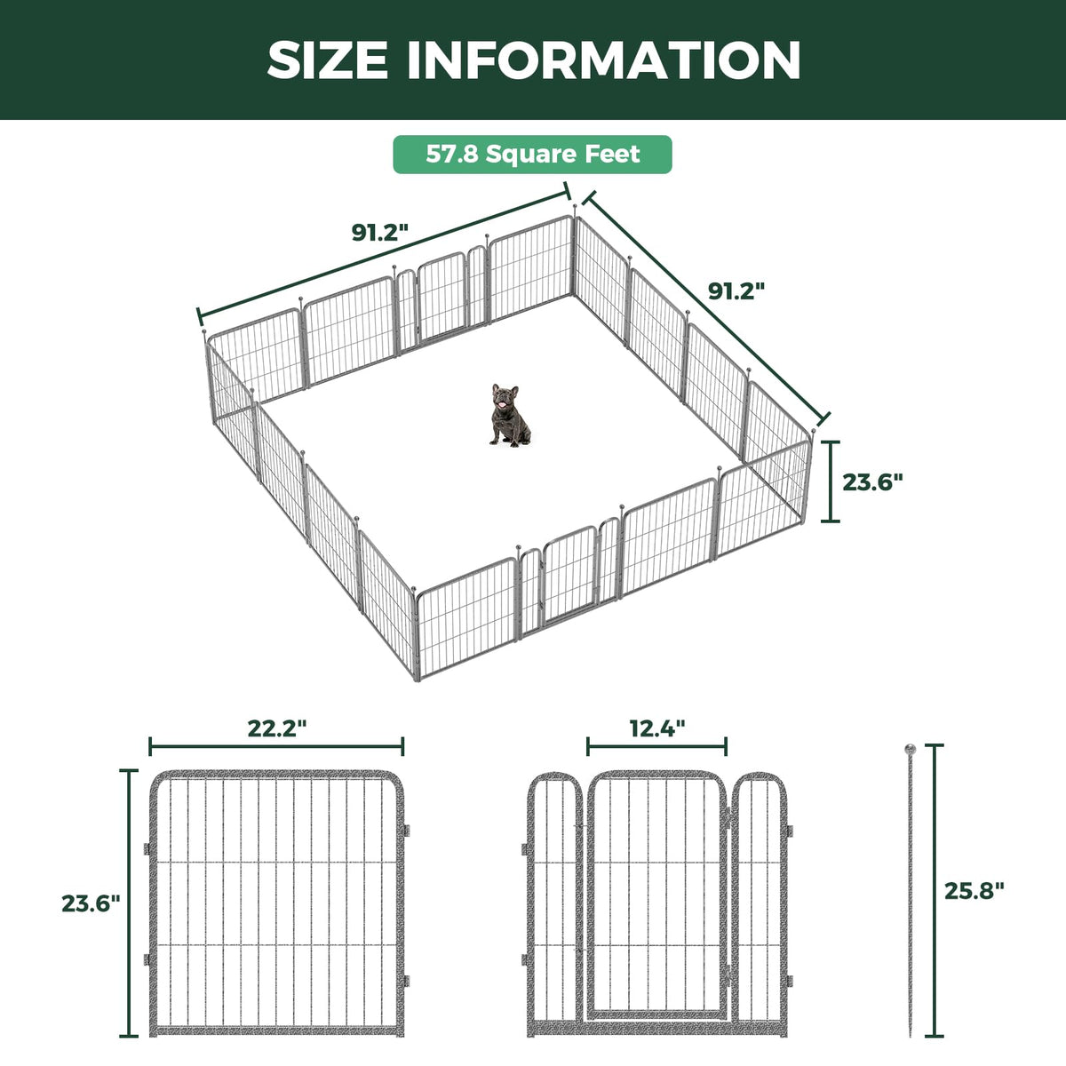 24" H 16 Panels Dog Playpen U813522