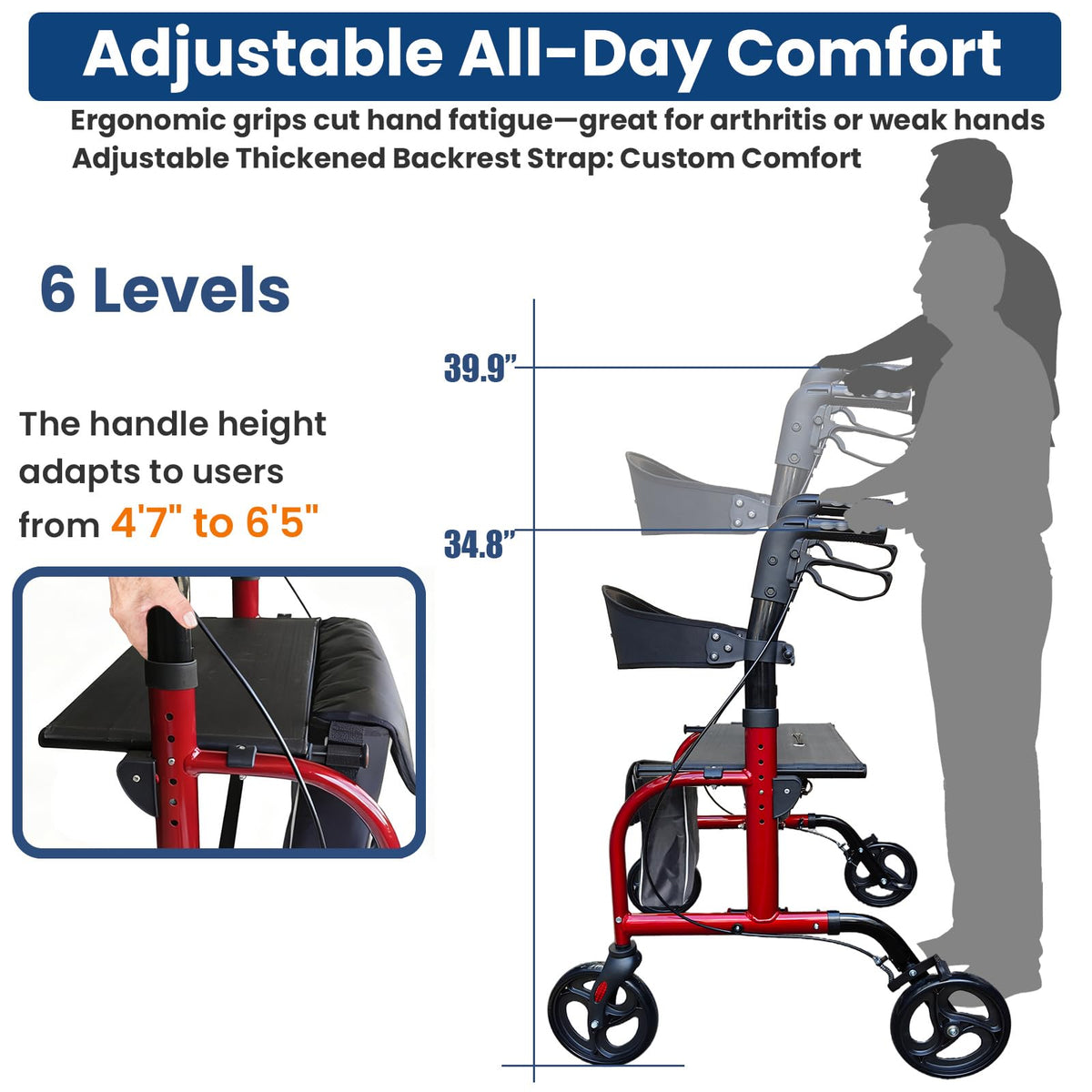 Bariatric Rollator Walker with Wide Seat Q696379