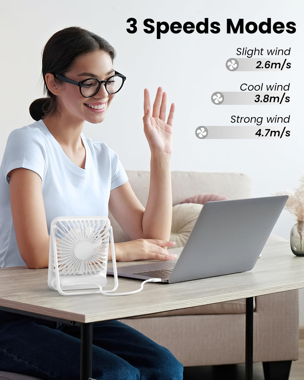 White USB Desk Fan Z9851