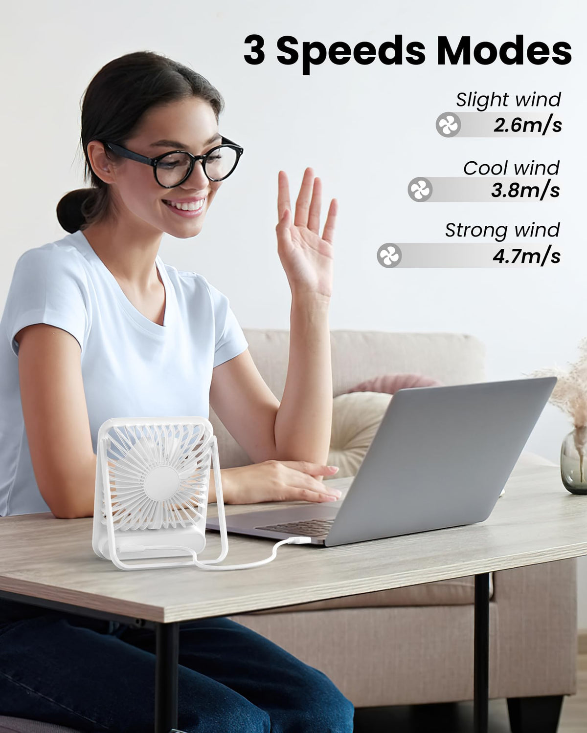 White USB Desk Fan Z9851